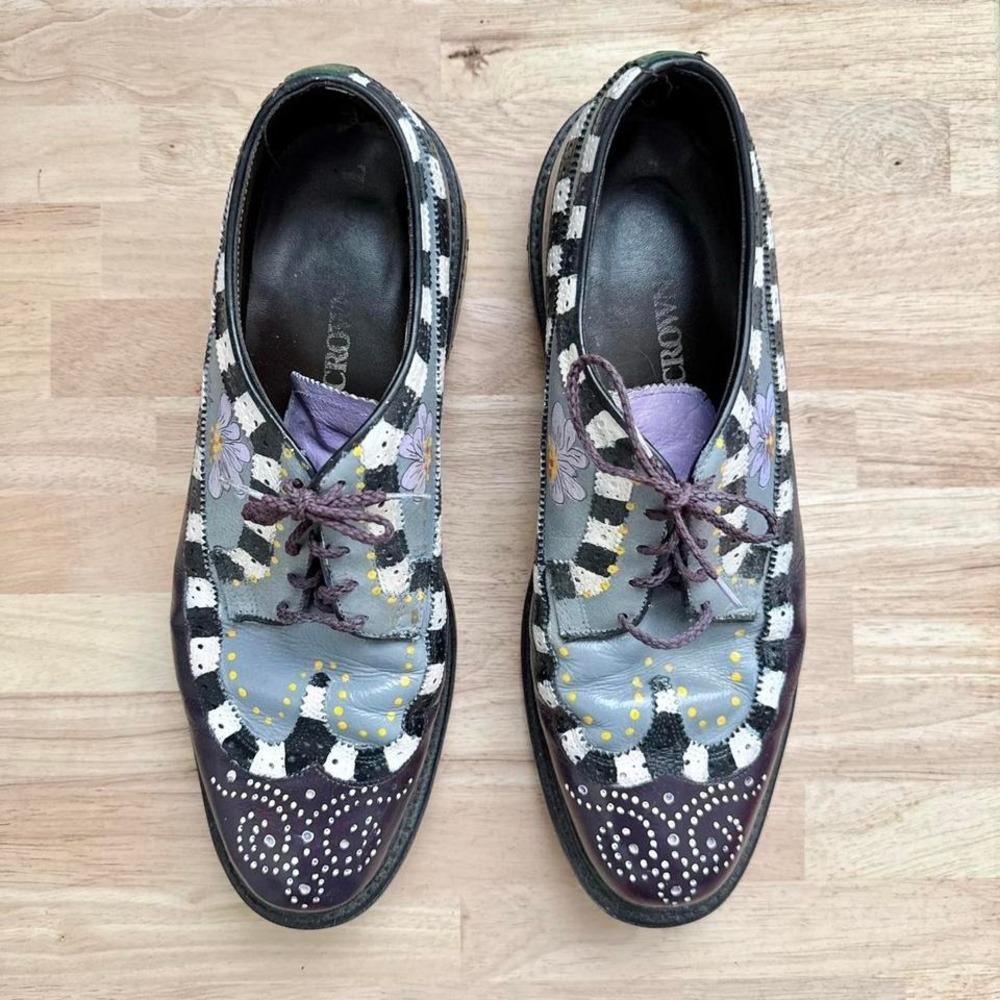 Hand-Painted Multicolor Men's Lace-Up Shoes